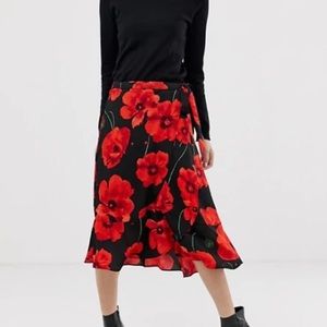 JDY Floral Wrap Midi Skirt